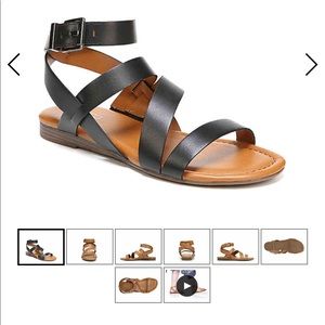 Black strapped Franco Sarto Gauge Flat Sandals